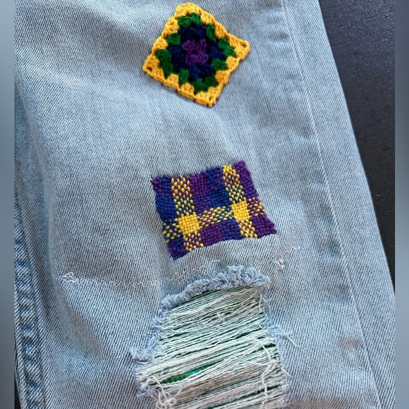 BDG Urban Outfitters Patch Jeans Light Wash High Rise Skinny Stretch Denim Jeans - Picture 11 of 15